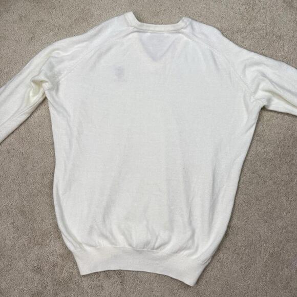 Vintage Roche Indiana University V-Neck Sweater Cream Knit Embroidered XL Alumni - Picture 3 of 7